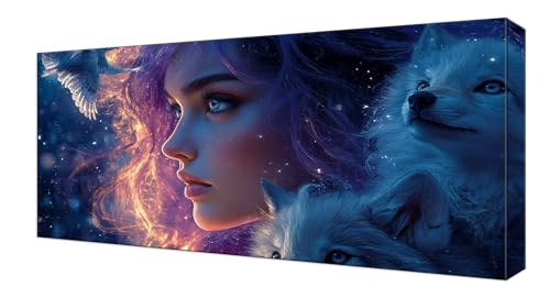 Diamond Painting Tier Frau, Groß XXL Diamond Painting Zubehör, 5D DIY Full Drill Diamanten Kinder Set, Bastelset Erwachsene und Anfänger, Mosaikherstellung, für Wohnzimmer Wand Deko 70x140cm J-208 von Shejyn