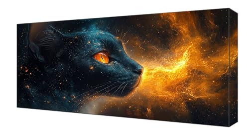 Diamond Painting Traum Katze, Groß XXL Diamond Painting Zubehör, 5D DIY Full Drill Diamanten Kinder Set, Bastelset Erwachsene und Anfänger, Mosaikherstellung, für Wohnzimmer Wand Deko 70x140cm J-215 von Shejyn