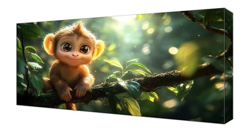 Diamond Painting Wald Affe, Groß XXL Diamond Painting Zubehör, DIY Diamanten Kinder Set, Bastelset Erwachsene und Anfänger, Mosaikherstellung, für Wohnzimmer Schlafzimmer Wand Deko 30x60cm J-235 von Shejyn