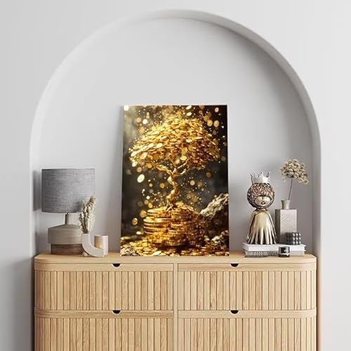 Shejyn Goldmünzen Malen Nach Zahlen, Malen Nach Zahlen Erwachsene Baum, DIY Handgemalt Ölgemälde Kit für Anfänger und Kinder, Mit Pinsels und Acrylfarbe Als Geschenke, Ohne Rahmen 40x50 cm L-317 von Shejyn