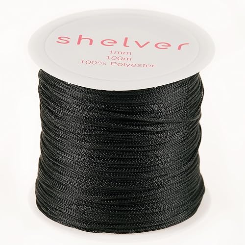 1 mm schwarze Schnur x 100 m, Nylonschnur, erhältlich in 26 Farben, Armbandherstellung, andere Bastelarbeiten (schwarz) von Shelver