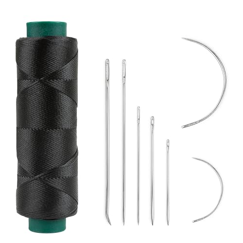 Shelver Gewachster Faden mit 7-teiligem Reparaturnadel-Set, starker Faden für Leder, Polster, Schuhe, Tasche, Nähen von schweren Stoffen von Shelver