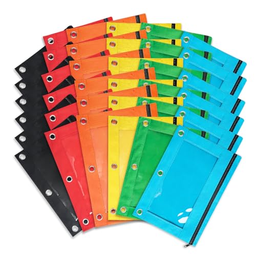 Shemira Federmäppchen für 3-Ringbinder, 36 Stück, Großpackung in 6 Farben, Binder-Bleistifttasche mit glattem Reißverschluss, Federmäppchen mit Reißverschluss, 3 Ringbuch-Bleistifttaschen Shemira Federmäppchen für 3-Ringbinder, 36 Stück, Großpackung in 6 Farben, Binder-Bleistifttasche mit glattem Reißverschluss, Federmäppchen mit Reißverschluss, 3 Ringbuch-Bleistifttaschen von Shemira