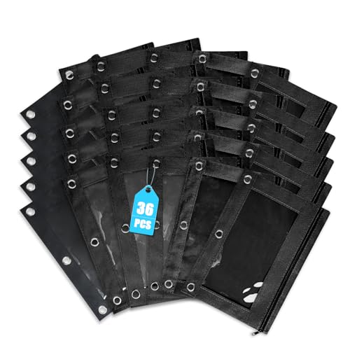 Shemira Federmäppchen für 3-Ringbinder, 36 Stück Bleistiftbeutel, Großpackung in Schwarz, Binder-Bleistifttasche mit glattem Reißverschluss, Reißverschluss-Bleistiftbeutel, 3 Ringbuch-Bleistiftbeutel Shemira Federmäppchen für 3-Ringbinder, 36 Stück Bleistiftbeutel, Großpackung in Schwarz, Binder-Bleistifttasche mit glattem Reißverschluss, Reißverschluss-Bleistiftbeutel, 3 Ringbuch-Bleistiftbeutel von Shemira