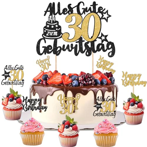 13 Stück Tortendeko 30. Geburtstag Männer - Happy Birthday Cake Topper Deko Mann Alles Gute zum Geburtstag - Schwarz Gold Torten Deko 13 Stück Tortendeko 30. Geburtstag Männer - Happy Birthday Cake Topper Deko Mann Alles Gute zum Geburtstag - Schwarz Gold Torten Deko von ShengDexin