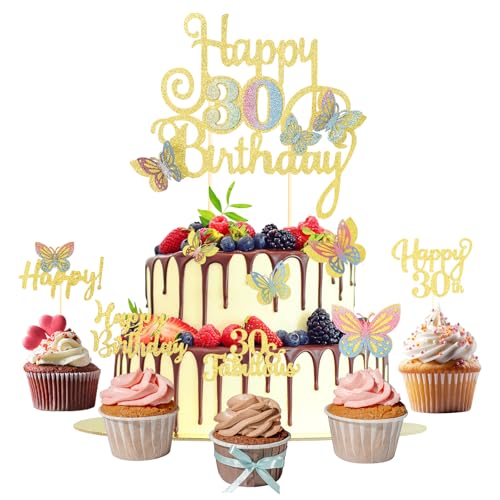 15 Stück Tortendeko Schmetterling Happy Birthday Cake Topper und Cupcake Deko 30 Geburtstag Frau Topper Deko 30. Geburtstag Frauen Gold Glitzer Kuchen Deko 15 Stück Tortendeko Schmetterling Happy Birthday Cake Topper und Cupcake Deko 30 Geburtstag Frau Topper Deko 30. Geburtstag Frauen Gold Glitzer Kuchen Deko von ShengDexin