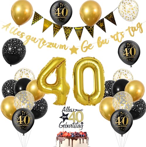 40 Geburtstag Männer, 40. Geburtstag Männer Schwarz Gold, Geburtstagdeko 40 Jahr mit Alles Gute zum Geburtstag Girlande Banner Tortendeko, Zahlen Luftballon Deko 40 Geburtstag Mann, Konfetti Ballons 40 Geburtstag Männer, 40. Geburtstag Männer Schwarz Gold, Geburtstagdeko 40 Jahr mit Alles Gute zum Geburtstag Girlande Banner Tortendeko, Zahlen Luftballon Deko 40 Geburtstag Mann, Konfetti Ballons von ShengDexin