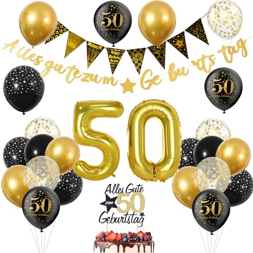 50 Geburtstag Mann, 50. Geburtstag Mann Schwarz Gold, 50 Jahr Geburtstagdeko mit Alles Gute zum Geburtstag Girlande Banner Tortendeko, Zahlen Luftballon Deko 50. Geburtstag Mann, Konfetti Ballons 50 Geburtstag Mann, 50. Geburtstag Mann Schwarz Gold, 50 Jahr Geburtstagdeko mit Alles Gute zum Geburtstag Girlande Banner Tortendeko, Zahlen Luftballon Deko 50. Geburtstag Mann, Konfetti Ballons von ShengDexin