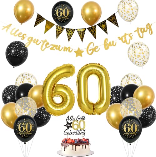 60 Geburtstag Mann, 60 Geburtstag Deko Schwarz Gold, 60 Jahr Geburtstagdeko mit Alles Gute zum Geburtstag Girlande Banner Tortendeko, Zahlen Luftballon Deko 60 Geburtstag Mann, Konfetti Ballons 60 Geburtstag Mann, 60 Geburtstag Deko Schwarz Gold, 60 Jahr Geburtstagdeko mit Alles Gute zum Geburtstag Girlande Banner Tortendeko, Zahlen Luftballon Deko 60 Geburtstag Mann, Konfetti Ballons von ShengDexin