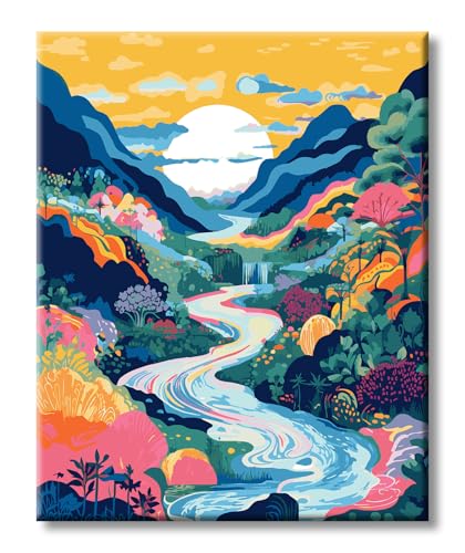 ShengDexin Malen Nach Zahlen Erwachsene Landschaft, Malen Nach Zahlen Knitterfreie Leinwand Bilder, Paint by Numbers diy Gemälde Kit mit Pinseln und Acrylfarbe als Geschenk für Wanddeko 40x50cm von ShengDexin