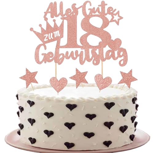 Tortendeko 18. Geburtstag Mädchen Rosegold - Happy Birthday Cake Topper und 6 Cupcake Deko - Alles Gute zum Geburtstag Kuchen Dekoration Tortendeko 18. Geburtstag Mädchen Rosegold - Happy Birthday Cake Topper und 6 Cupcake Deko - Alles Gute zum Geburtstag Kuchen Dekoration von ShengDexin