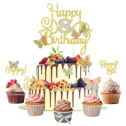 Tortendeko Schmetterling 15 Stück Happy Birthday Cake Topper und Cupcake Deko Geburtstagsdeko Mädchen 8 Jahre Gold Glitzer Kuchen Deko Geschenk Mädchen 8 Jahre Tortendeko Schmetterling 15 Stück Happy Birthday Cake Topper und Cupcake Deko Geburtstagsdeko Mädchen 8 Jahre Gold Glitzer Kuchen Deko Geschenk Mädchen 8 Jahre von ShengDexin