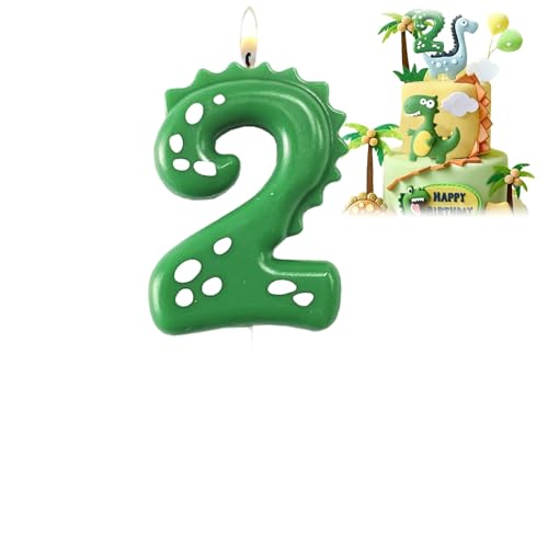 Dinosaurier-Geburtstagskerze, Geburtstagskerzen, Dinosaurier, grüne Zahl 2 Kerzen für Kuchen- und Cupcake-Topper, Dinosaurier-Thema-Kuchen/E und Party-Dekorationen, faszinierende Geburtstagskerzen Dinosaurier-Geburtstagskerze, Geburtstagskerzen, Dinosaurier, grüne Zahl 2 Kerzen für Kuchen- und Cupcake-Topper, Dinosaurier-Thema-Kuchen/E und Party-Dekorationen, faszinierende Geburtstagskerzen von ShengQiu