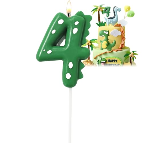 Dinosaurier-Geburtstagskerze, Geburtstagskerzen, Dinosaurier, grüne Zahl 4 Kerzen für Kuchen- und Cupcake-Aufsätze, Dinosaurier-Thema C/AKE und Party-Dekorationen, faszinierende Geburtstagskerzen Dinosaurier-Geburtstagskerze, Geburtstagskerzen, Dinosaurier, grüne Zahl 4 Kerzen für Kuchen- und Cupcake-Aufsätze, Dinosaurier-Thema C/AKE und Party-Dekorationen, faszinierende Geburtstagskerzen von ShengQiu