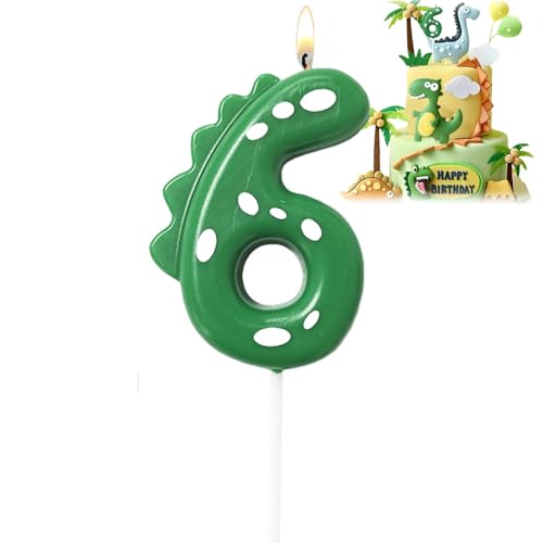 Dinosaurier-Geburtstagskerze, Geburtstagskerzen, Dinosaurier, grüne Zahl 6 Kerzen für Kuchen und Cupcake-Aufsätze, Dinosaurier-Thema-Kuchen/E und Party-Dekorationen, faszinierende Geburtstagskerzen Dinosaurier-Geburtstagskerze, Geburtstagskerzen, Dinosaurier, grüne Zahl 6 Kerzen für Kuchen und Cupcake-Aufsätze, Dinosaurier-Thema-Kuchen/E und Party-Dekorationen, faszinierende Geburtstagskerzen von ShengQiu