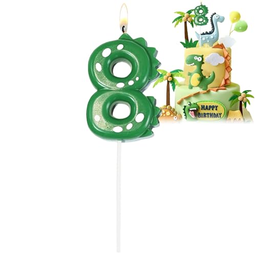 Dinosaurier-Geburtstagskerze, Geburtstagskerzen, Dinosaurier, grüne Zahl 8 Kerzen für Kuchen und Cupcake-Aufsätze, Dinosaurier-Thema, Kuchen/E und Party-Dekorationen, faszinierende Geburtstagskerzen Dinosaurier-Geburtstagskerze, Geburtstagskerzen, Dinosaurier, grüne Zahl 8 Kerzen für Kuchen und Cupcake-Aufsätze, Dinosaurier-Thema, Kuchen/E und Party-Dekorationen, faszinierende Geburtstagskerzen von ShengQiu