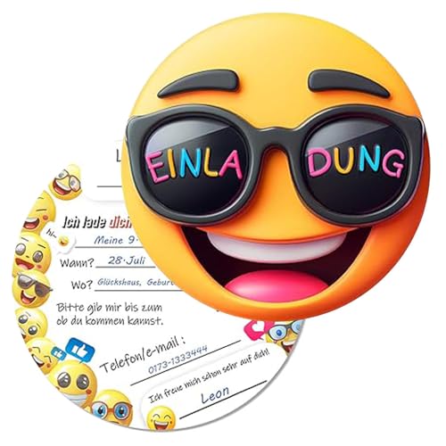 Shengou 30 Smiley Einladungskarten Kindergeburtstag,Einladungskarten Geburtstag Runde,Geburtstagseinladungen Kinder,Einladung kindergeburtstag,Einladungen smiley für Jungen und Mädchen Shengou 30 Smiley Einladungskarten Kindergeburtstag,Einladungskarten Geburtstag Runde,Geburtstagseinladungen Kinder,Einladung kindergeburtstag,Einladungen smiley für Jungen und Mädchen von Shengou