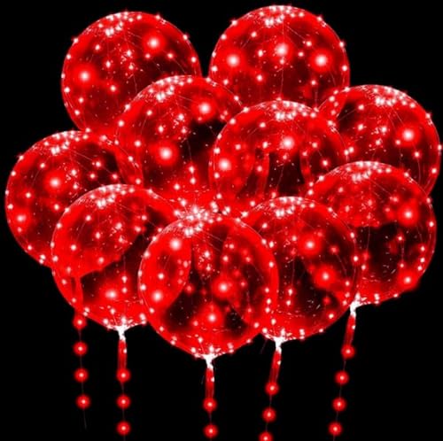 10 Stück Leuchtende Luftballons,Bobo Helium Ballons LED Luftballons,20 Zoll LED Rot Bobo Helium Luftballons,Led Blinkende Luftballons mit Lichterketten,für Hochzeit Deko,Geburtstag,Party von Shengruili
