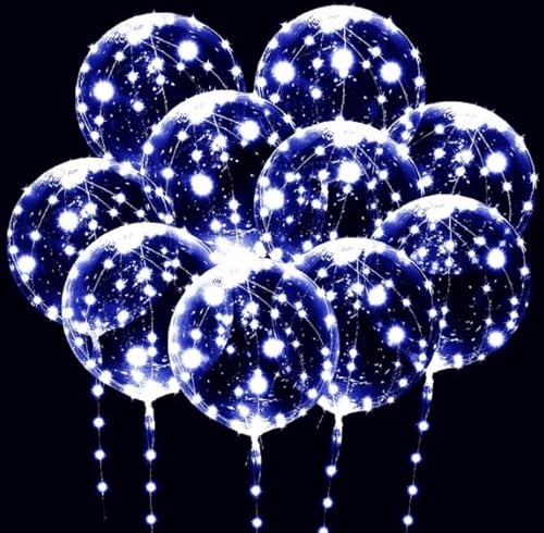 10 Stück Leuchtende Luftballons,Bobo Helium Ballons LED Luftballons,20 Zoll LED Weiß Bobo Helium Luftballons,Led Blinkende Luftballons mit Lichterketten,für Hochzeit Deko,Geburtstag,Party von Shengruili