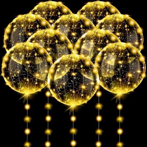 10 Stück Leuchtende Luftballons,Bobo Helium Ballons LED Luftballons,24 Zoll LED Bunte Bobo Helium Luftballons,Led Blinkende Luftballons mit Lichterketten,für Hochzeit Deko,Geburtstag,Party von Shengruili