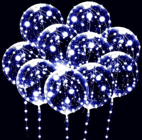 10 Stück Leuchtende Luftballons,Bobo Helium Ballons LED Luftballons,24 Zoll LED Weiß Bobo Helium Luftballons,Led Blinkende Luftballons mit Lichterketten,für Hochzeit Deko,Geburtstag,Party von Shengruili