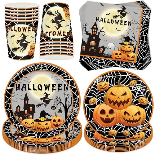 50 Stück Halloween Partygeschirr Set,Halloween Geschirr,Gruseliges Geschirrset,Kürbis Papier Teller mit Pappteller Becher Servietten,für halloween Party Dekoration Partyzubehör für 10 Gäste 50 Stück Halloween Partygeschirr Set,Halloween Geschirr,Gruseliges Geschirrset,Kürbis Papier Teller mit Pappteller Becher Servietten,für halloween Party Dekoration Partyzubehör für 10 Gäste von Shengruili