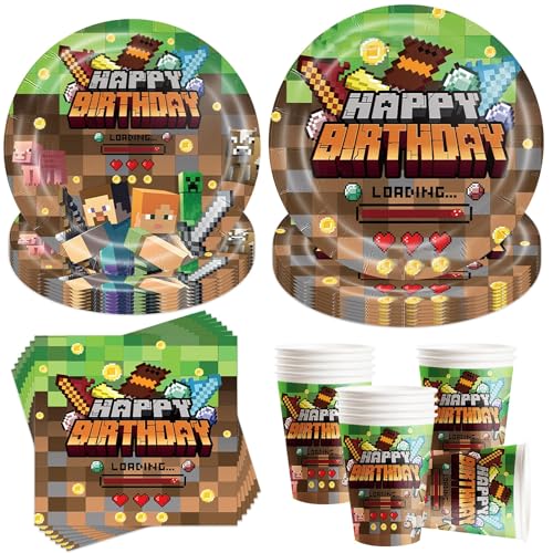 50 Stück Partygeschirr Set,Kindergeburtstag Geschirr Set,Partygeschirr Geburtstag,Kindergeburtstag Deko mit Teller Becher Servietten,Party Geschirr für 10 Gäste von Shengruili