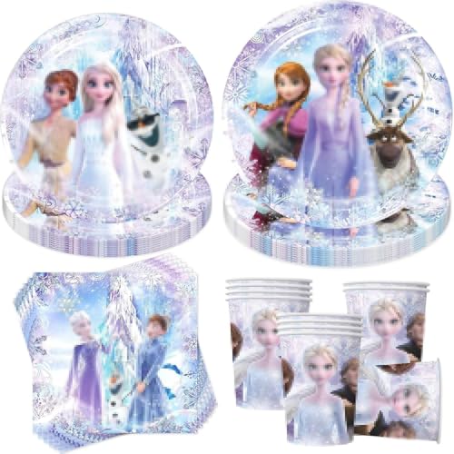 50 Stück Partygeschirr Set,Kindergeburtstag Geschirr Set,Partygeschirr Geburtstag,Kindergeburtstag Deko mit Teller Becher Servietten Tischdecke Strohhalme,Party Geschirr für 10 Gäste von Shengruili