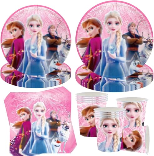 50 Stück Partygeschirr Set,Kindergeburtstag Geschirr Set,Partygeschirr Geburtstag,Kindergeburtstag Deko mit Teller Becher Servietten Tischdecke Strohhalme,Party Geschirr für 10 Gäste von Shengruili