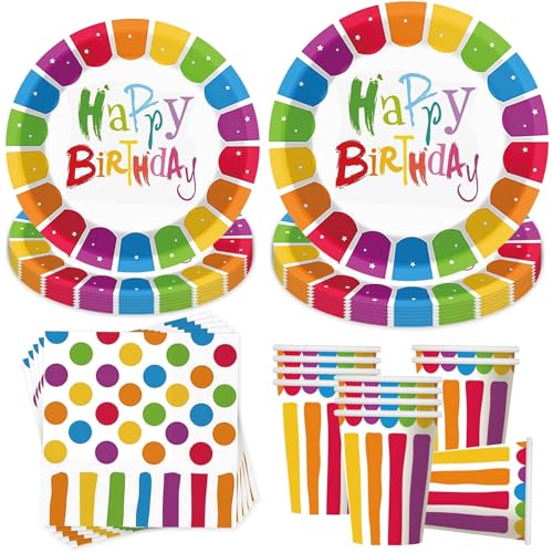 50 Stück Partygeschirr Set,Kindergeburtstag Geschirr Set,Partygeschirr Geburtstag,Kindergeburtstag Deko mit Teller Becher Servietten Tischdecke Strohhalme,Party Geschirr für 10 Gäste von Shengruili