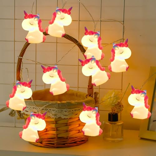 Einhorn Lichterkette,Lichterkette Kinderzimmer,Led Lichterkette Batteriebetrieben,LED Lichterkette Einhorn Design,Lichterkette Innen Außen für Garten Hochzeits Zimmer Deko von Shengruili