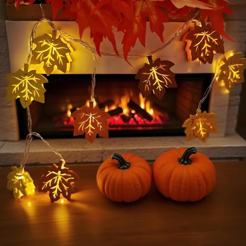Lichterkette Herbst,Ahornblatt Lichterkette,1.5M 10LED Ahornblätter Lichterketten aus Holz,Ahornblätter Licht für Herbst Party für Herbstdeko Erntedankfest Halloween Party Regenbogen Design Lichterkette Herbst,Ahornblatt Lichterkette,1.5M 10LED Ahornblätter Lichterketten aus Holz,Ahornblätter Licht für Herbst Party für Herbstdeko Erntedankfest Halloween Party Regenbogen Design von Shengruili