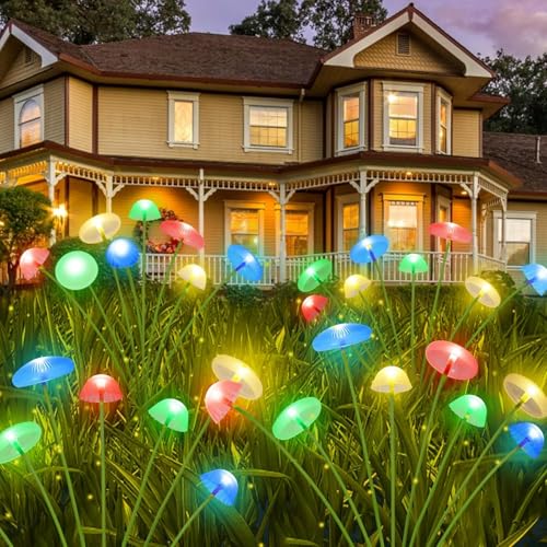 Shengruili 2 Stück Solar Quallen Lichterkette,Wasserdicht Solar Quallen Lampe,LED Gartenleuchten Solar Beleuchtung,Solar Leuchte Outdoor,Qualle LED Solarleuchten Garten Deko von Shengruili