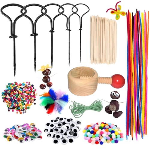 Shengruili 278PCS Kastanienbohrer Set mit Kastanienhalter,Herbst kastanien Bastelset,Kastanienbohrer Set,Kastanienset zum Basteln mit kastanien,Handbohrer Kinder kastanien set von Shengruili