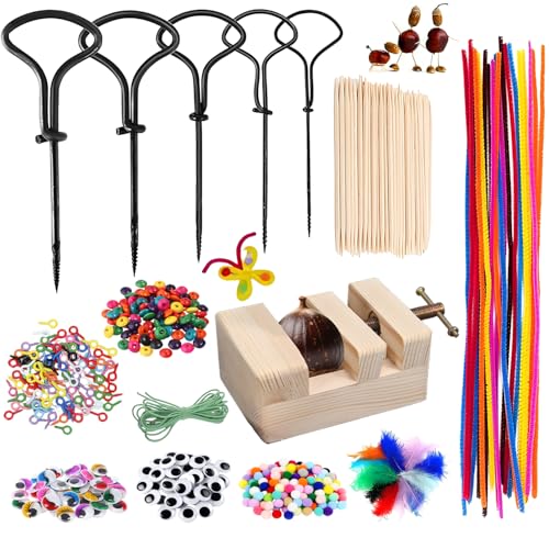 Shengruili 347PCS Kastanienbohrer Set mit Kastanienhalter,Herbst kastanien Bastelset,Kastanienbohrer Set,Kastanienset zum Basteln mit kastanien,Handbohrer Kinder kastanien set von Shengruili