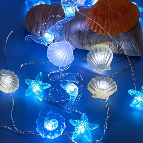Shengruili Lichterkette Meerestiere,2M 20LED Lichterkette Kinderzimmer Meerestiere,Lichterkette zum Thema Meeresleben,Lichterkette Fenster Innen für Kinderzimmer Hochzeit Party Deko von Shengruili