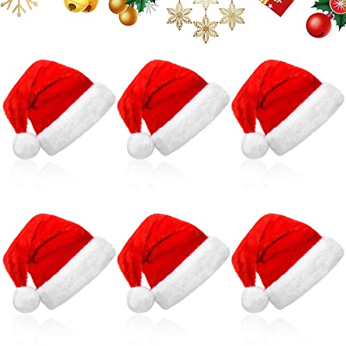 Shengruili Weihnachtsmütze,6 Stück Plüsche Weihnachtsmann Mütze,Unisex Rot Weihnachten Hüte für Erwachsene und Kinder,Weihnachtsmütze Set,Nikolausmütze Mütze,Weihnachtsmützen Kinder Erwachsene von Shengruili