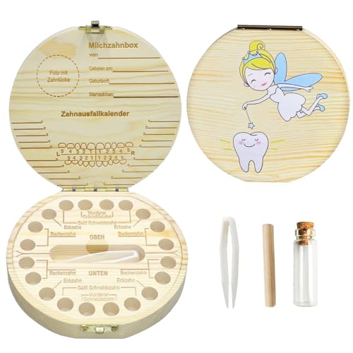 Shengruili Zahnbox Holz Milchzähne Box,Milchzahndose,Zahnbox für Milchzähne,Milchzahndose Mädchen,Aufbewahrungsbox für Baby-Zähne,Zahnschachtel Milchzähne von Shengruili