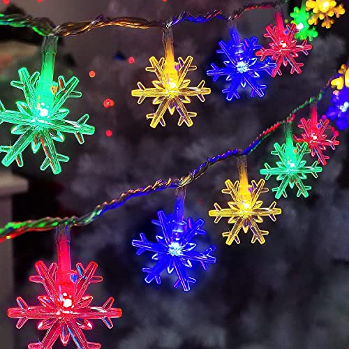 6 Meter 40LED Weihnachten Schneeflocke Lichterketten,Weihnachten Lichterkette,LED Lichterketten Batteriebetriebene,Wasserdicht Außen Innen Lichterketten für Zimmer Weihnachten Garten Beleuchtung von Shengruili