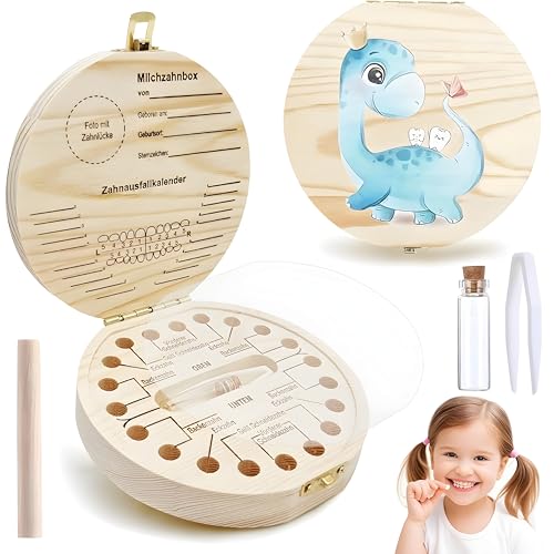 Zahnbox Holz Milchzähne Box,Milchzahndose,Zahnbox für Milchzähne,Milchzahndose Mädchen,Aufbewahrungsbox für Baby-Zähne,Zahnschachtel Milchzähne,Multifunktions-Bücherregal(Star) von Shengruili