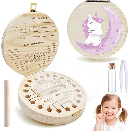 Zahnbox Holz Milchzähne Box,Milchzahndose,Zahnbox für Milchzähne,Milchzahndose Mädchen,Zahnschachtel Milchzähne,MultifunktionsBücherregal(Rouge étoilé) Buchständer von Shengruili