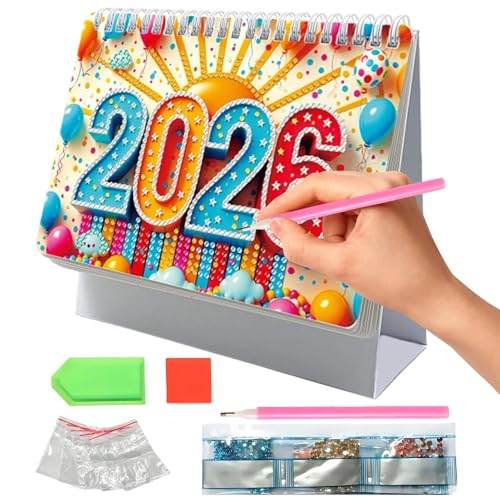 2026 Stand Desk -Kalender, kreativer Desktop -Ornament, Diamond Art Painting Monthly Flipping Tabletop -Kalender mit der Liste der DO für die Planung von Home Office von Shenrongtong