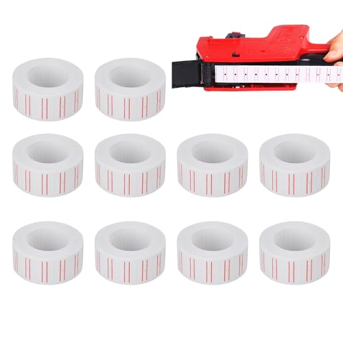 Preis -Tag -Aufkleber, Preisetiketten für den Einzelhandel, 10 Rolls Paper Tag Labels, Klebstoffbekleidungsbefestigung und Markierungszubehör für die meisten Maschinen markieren von Shenrongtong