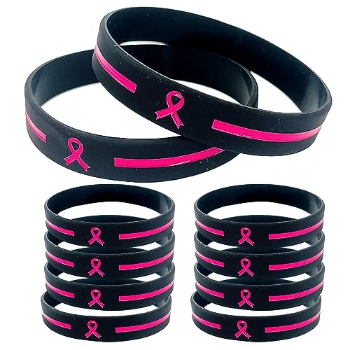 Shenrongtong Brustkrebs-Bewusstseins-Armbänder, rosa Schleife, Brustkrebs-Bewusstseins-Silikon-Armbänder, Brustkrebs-Bewusstseins-Geschenke, Partyzubehör, Gastgeschenke von Shenrongtong