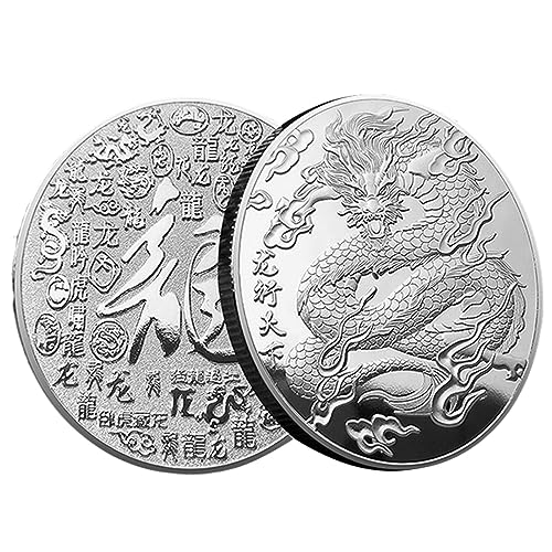 Shenrongtong Chinesische Drachenmünze - 2024 Chinesisches Sternzeichen Glücksmünze,Geprägte Münzen, chinesische Neujahrsdekorationen für Reichtum und Erfolg von Shenrongtong