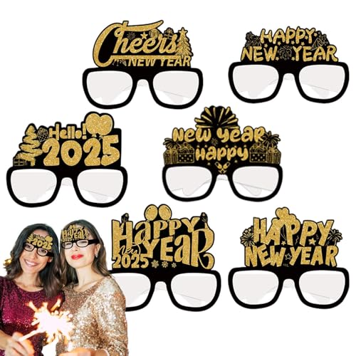 Happy New Year Brille, 2025 Brille, Papierbrille, 6 x dekorative Brillen, Happy New Year Foto-Requisiten, Neujahrsbrillen, Neujahrsdekorationen Happy New Year Brille, 2025 Brille, Papierbrille, 6 x dekorative Brillen, Happy New Year Foto-Requisiten, Neujahrsbrillen, Neujahrsdekorationen von Shenrongtong