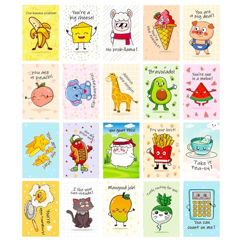 Shenrongtong Kinderpostkarten Mit 20 Lustigen Comic-Motiven,20 Stück Cartoon-Motive Für Kinder - Lustige Niedliche Designs Für Familien, Mädchen, Schüler & Lehrer von Shenrongtong