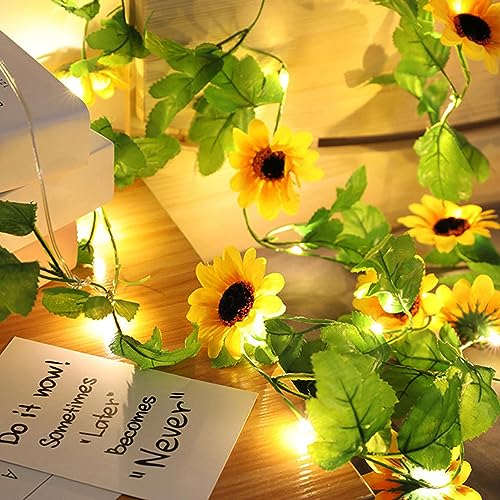 Shenrongtong LED-Sonnenblumen-Lichterkette, künstliche Sonnenblumen-Girlanden-Lichterkette, Zweig-Dekor- für den Innenbereich, Haus, Garten, Hochzeit, Party, Bogendekoration von Shenrongtong
