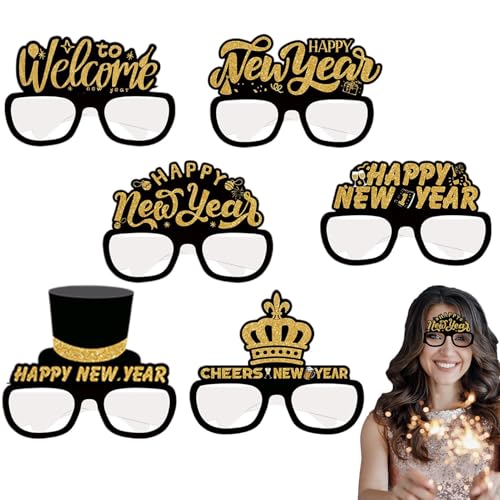 Papierbrille für Silvester, 2025, 6 x dekorative Brillen, Foto-Requisiten, Neujahrsbrillen, Neujahrsdekorationen Papierbrille für Silvester, 2025, 6 x dekorative Brillen, Foto-Requisiten, Neujahrsbrillen, Neujahrsdekorationen von Shenrongtong