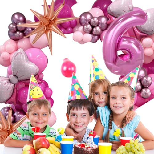 Shenrongtong Rosa Geburtstagsdekorationen, rosa Latexballons-Set,Rosa Schleifen- und Zahlen-Geburtstagsdekorations-Luftballons-Set - Geburtstagsparty-Set, Happy Birthday-Ballon-Party-Dekoration, rosa von Shenrongtong